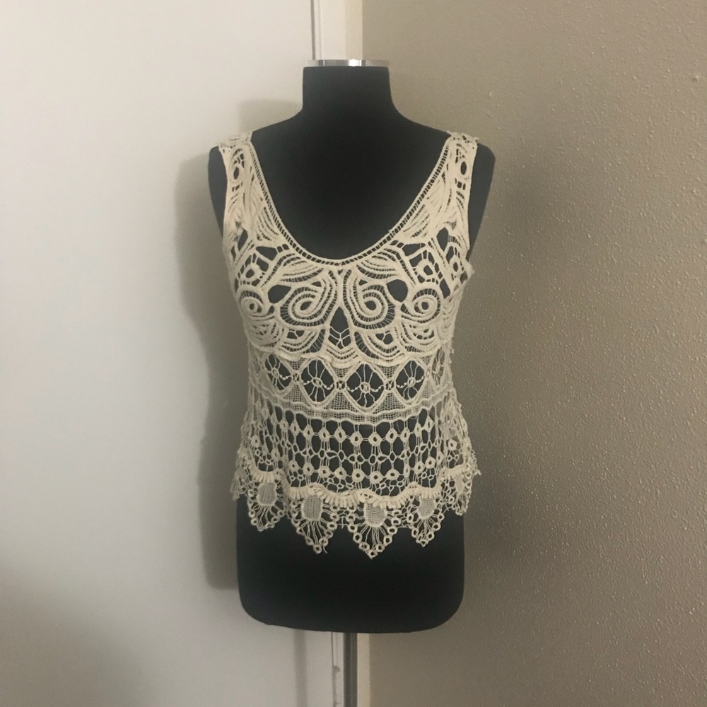 Cream crocheted top. Size Small. - Picture 2 of 6